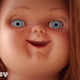Chucky the doll grins, plots murder in this closeup from his new series.